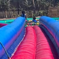 Inflatable racing lanes at WildWind resort event day